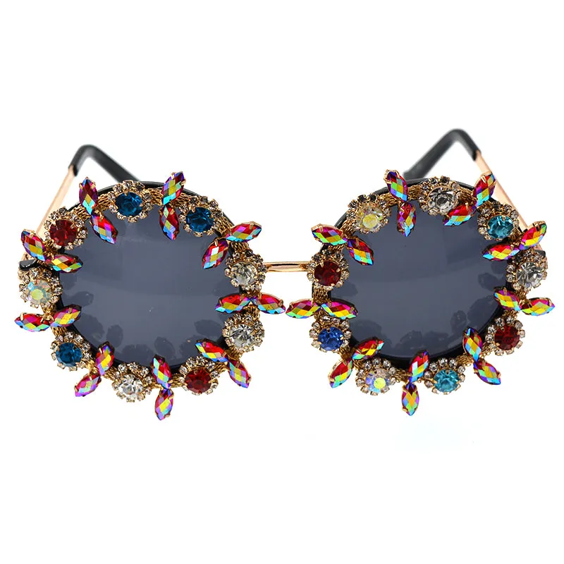 HANDMADE avant-garde fashion sunglasses sunglasses female diamond Flower Frame Sunglass