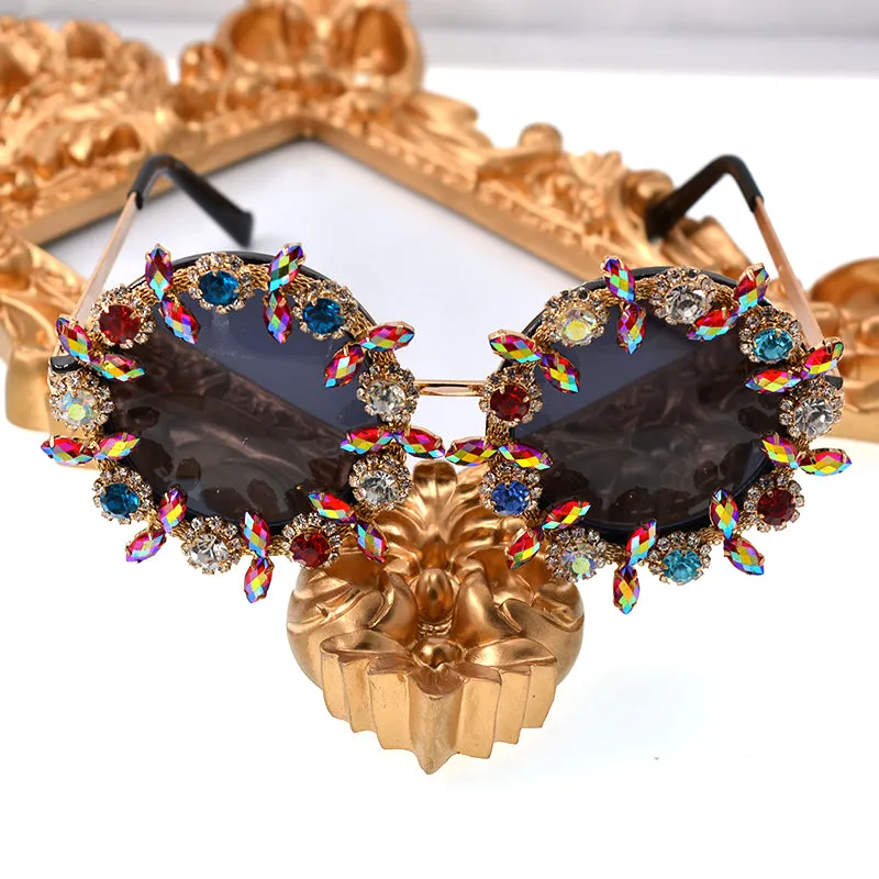 HANDMADE avant-garde fashion sunglasses sunglasses female diamond Flower Frame Sunglass
