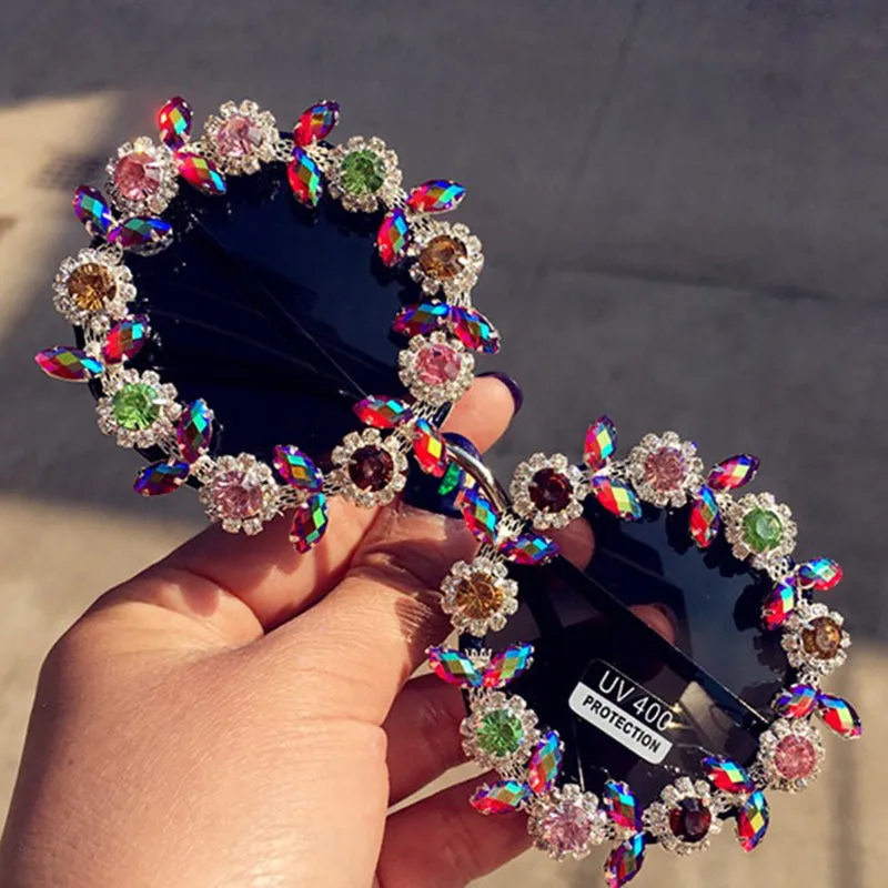 HANDMADE avant-garde fashion sunglasses sunglasses female diamond Flower Frame Sunglass
