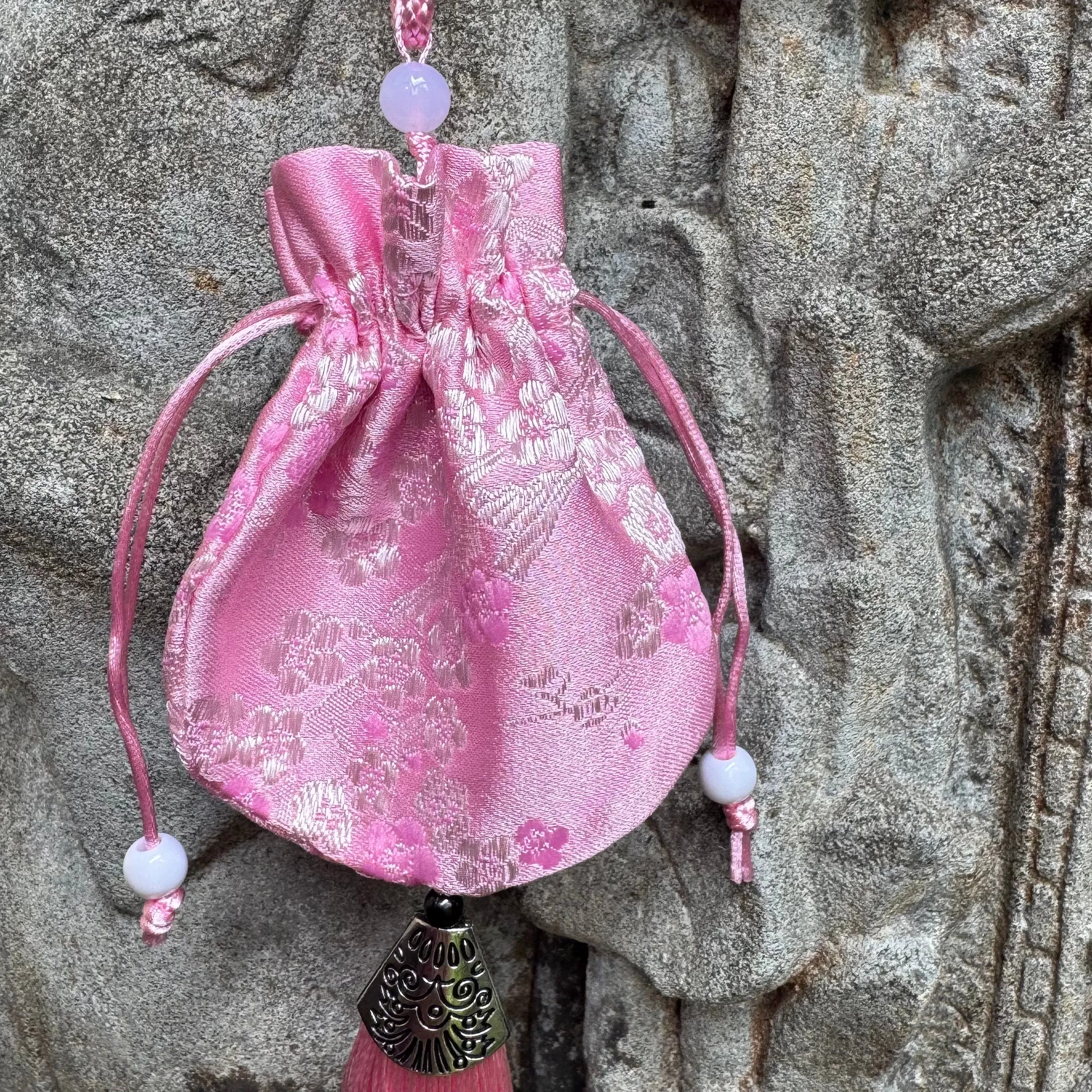 Hanfu style Pink Cherry blossoms Silk Bag
