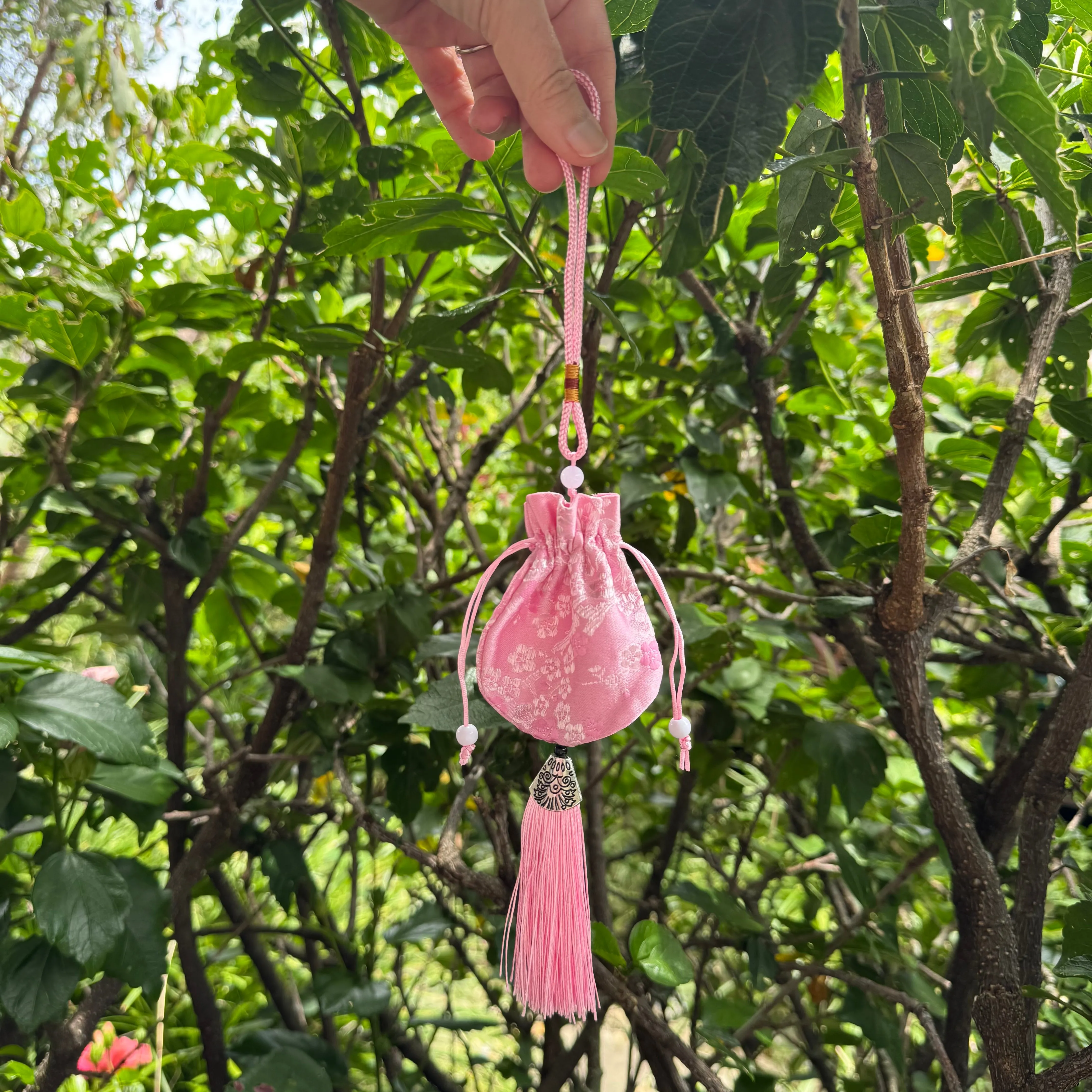 Hanfu style Pink Cherry blossoms Silk Bag