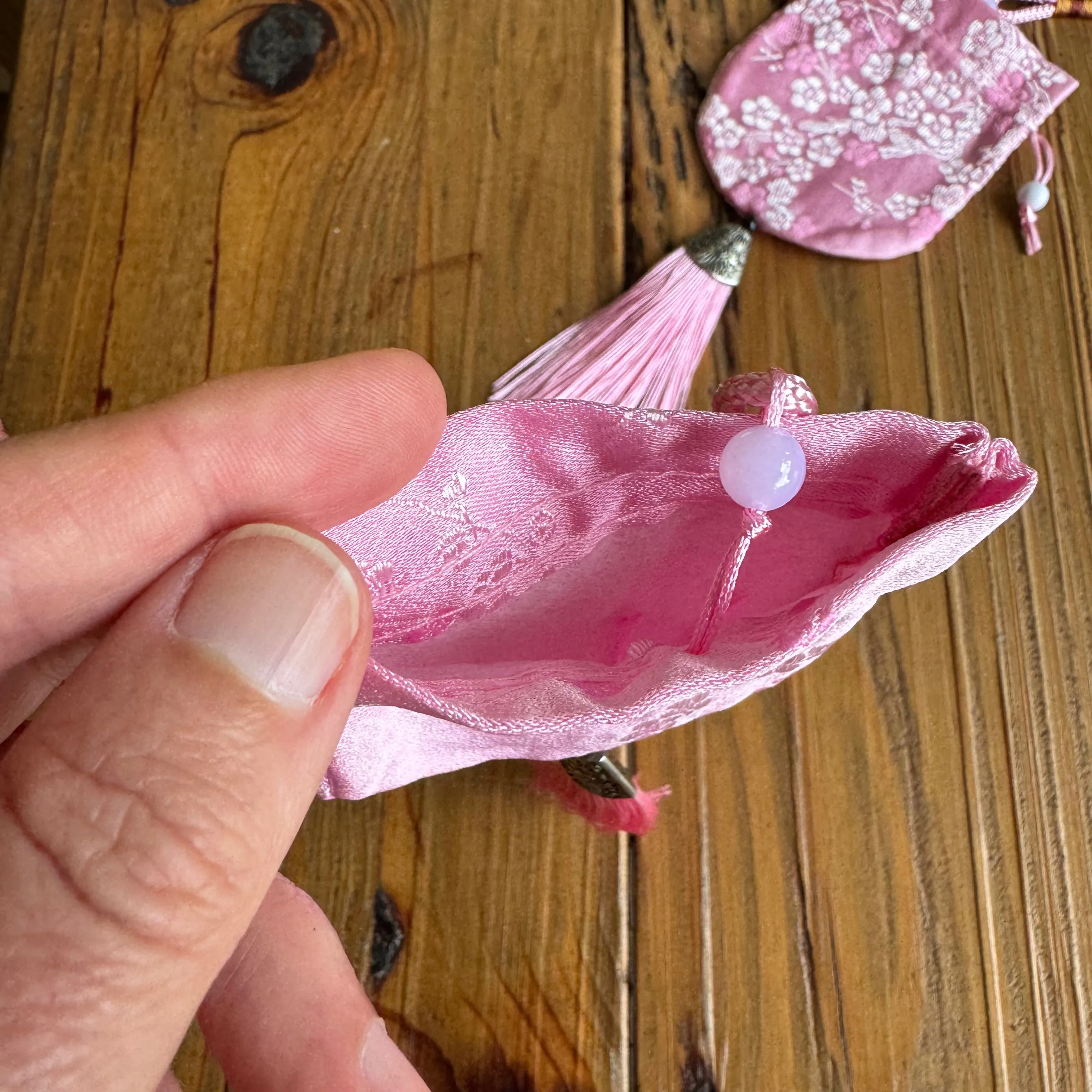 Hanfu style Pink Cherry blossoms Silk Bag