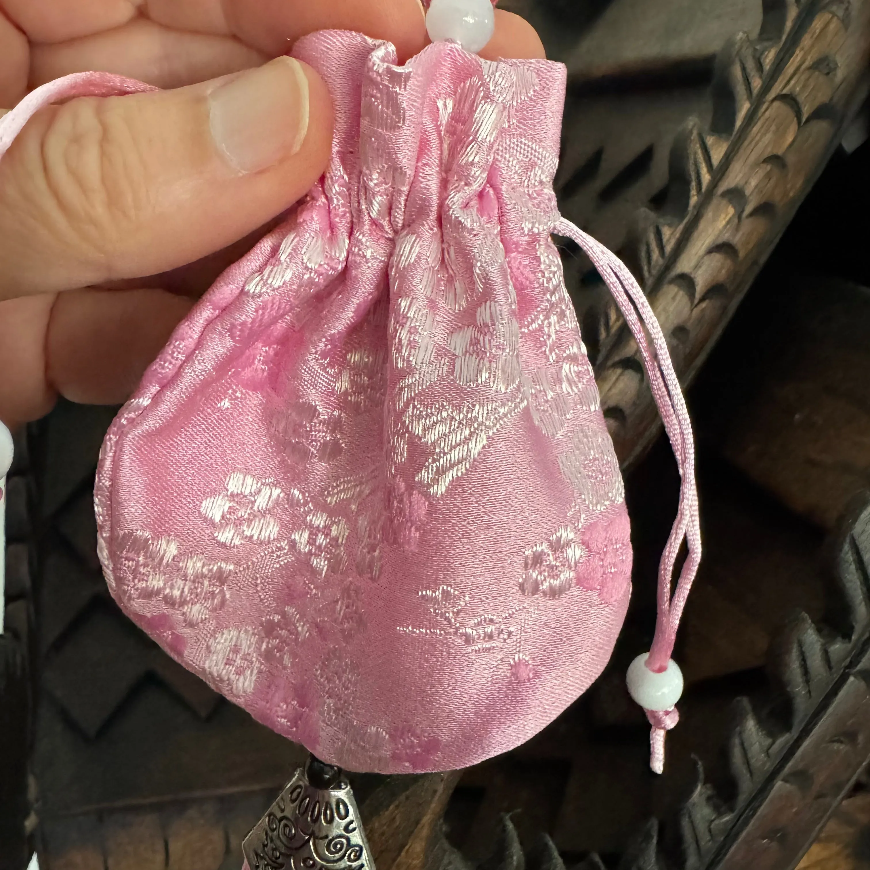 Hanfu style Pink Cherry blossoms Silk Bag