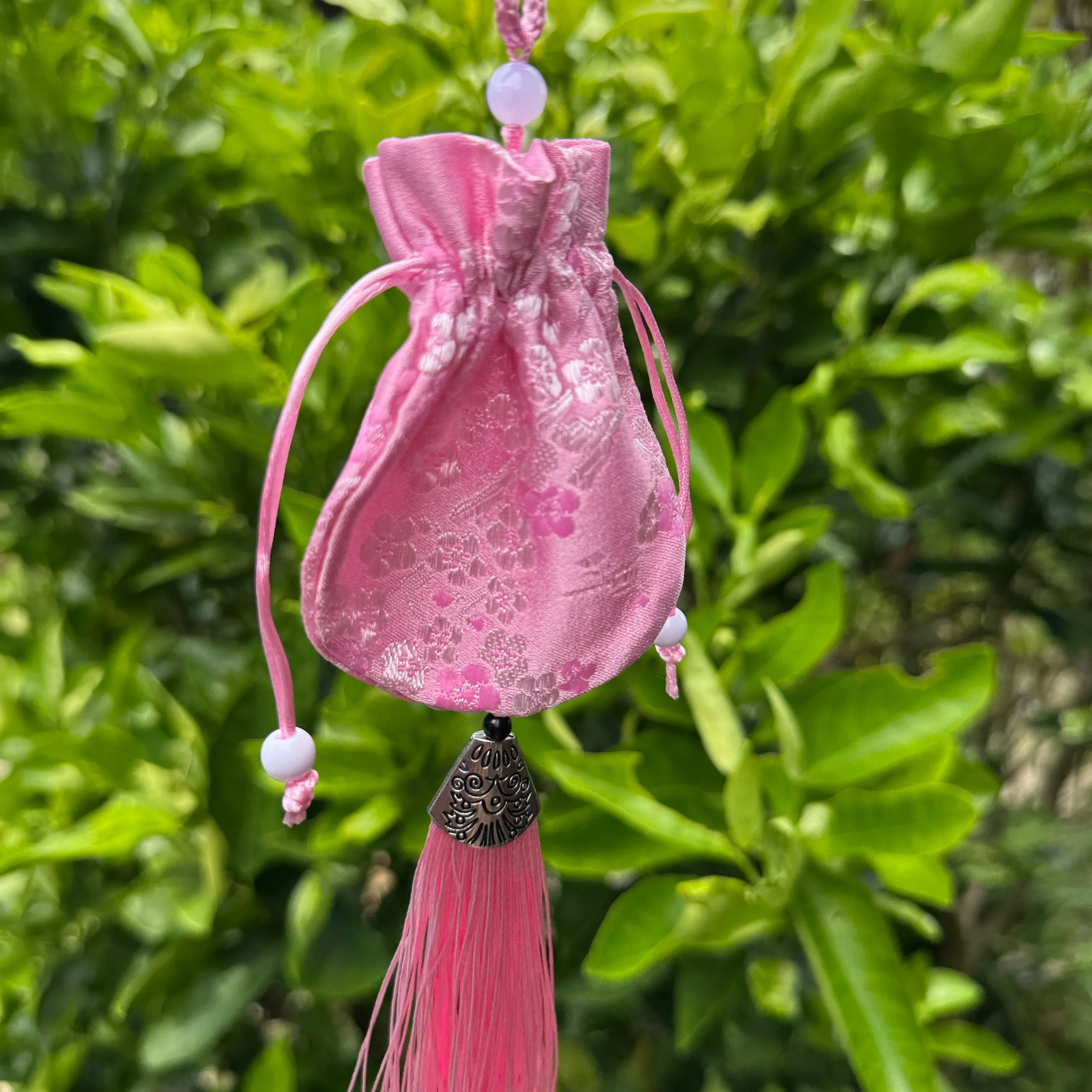 Hanfu style Pink Cherry blossoms Silk Bag