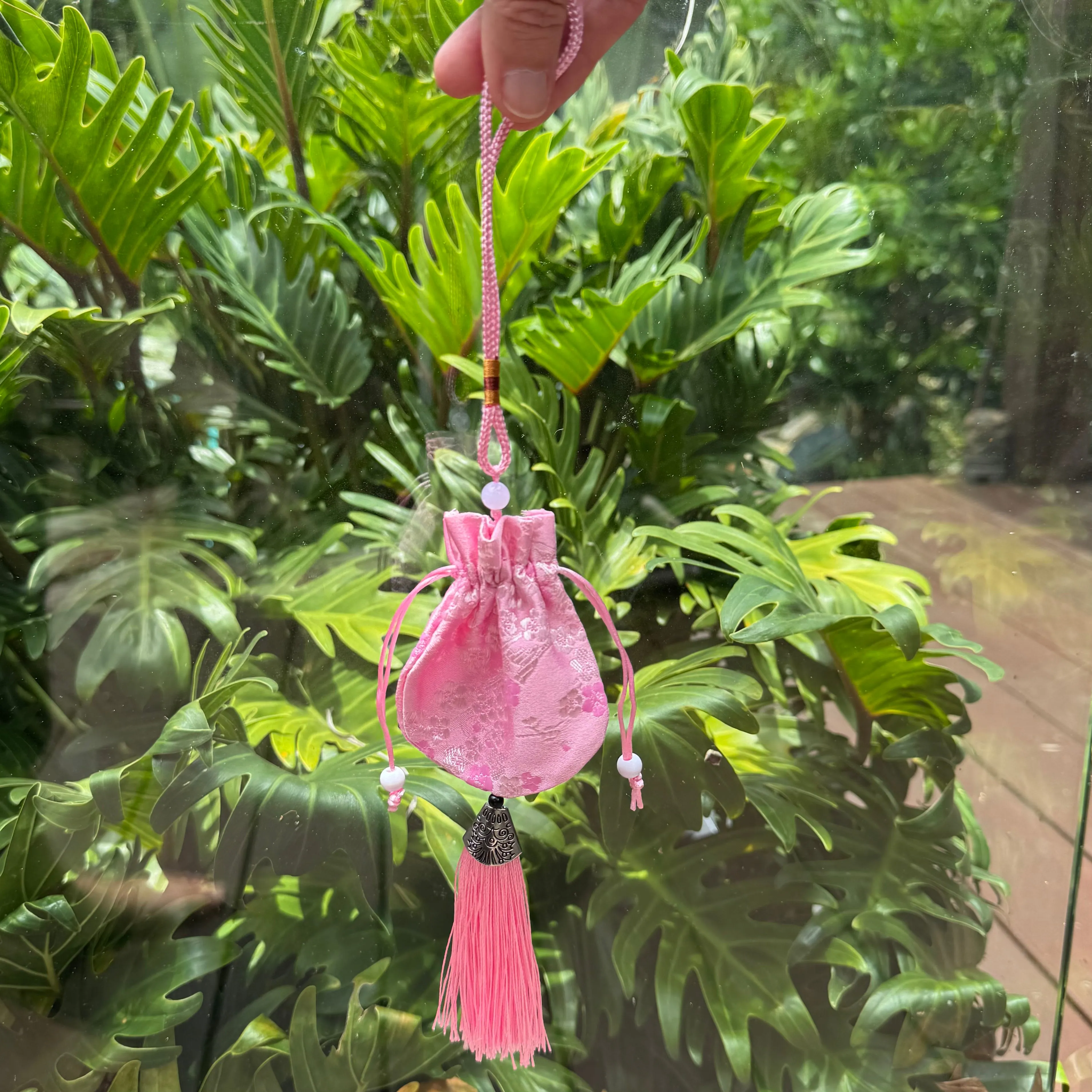 Hanfu style Pink Cherry blossoms Silk Bag