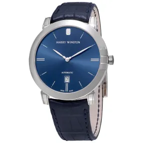 Harry Winston Midnight Blue Dial Blue Leather Automatic Men's Watch MIDAHD42WW002