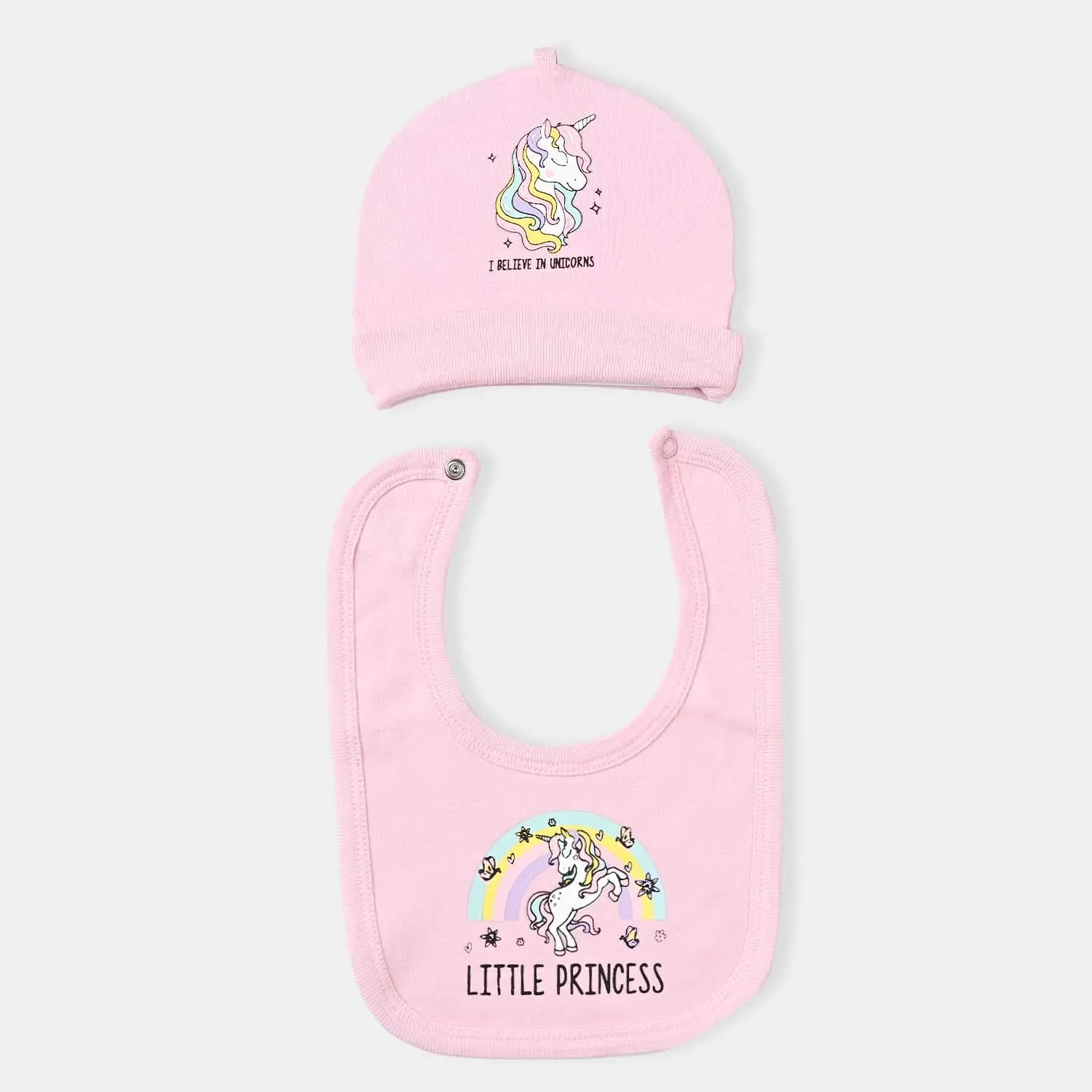 Infant Girls Cotton Interlock 4 Piece Set (T-Shirt/Short/Cap/Bib)-mIX