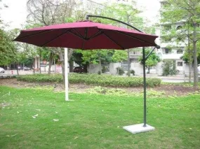 Invezo Side Pole Garden Umbrella (Maroon) with 9 ft diameter & 30 kgs Granite base - Outdoor Umbrella/Cantilever Umbrella/Patio Umbrella/Balcony Umbrella.