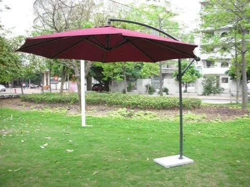 Invezo Side Pole Garden Umbrella (Maroon) with 9 ft diameter & 30 kgs Granite base - Outdoor Umbrella/Cantilever Umbrella/Patio Umbrella/Balcony Umbrella.