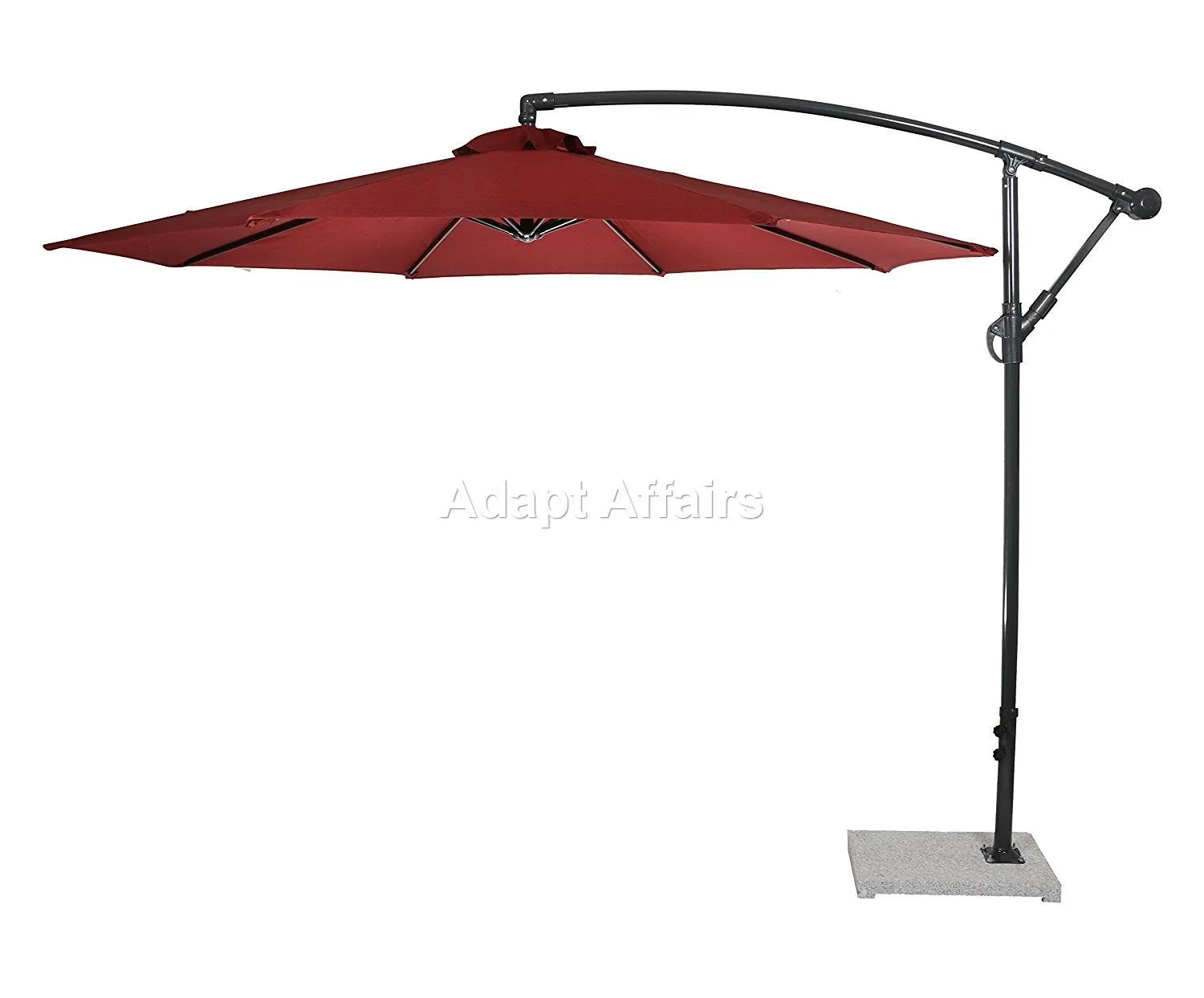 Invezo Side Pole Garden Umbrella (Maroon) with 9 ft diameter & 30 kgs Granite base - Outdoor Umbrella/Cantilever Umbrella/Patio Umbrella/Balcony Umbrella.