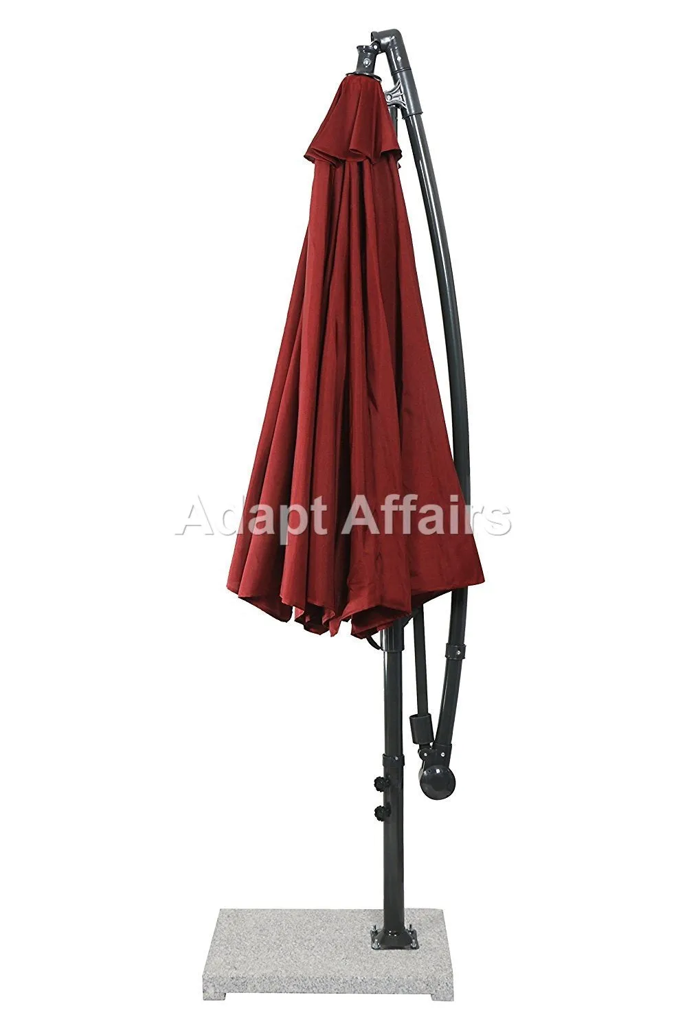 Invezo Side Pole Garden Umbrella (Maroon) with 9 ft diameter & 30 kgs Granite base - Outdoor Umbrella/Cantilever Umbrella/Patio Umbrella/Balcony Umbrella.