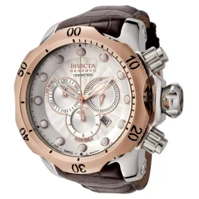 Invicta 0359 Men's Reserve Venom Brown Leather Strap Silver Dial Chronograph Watch