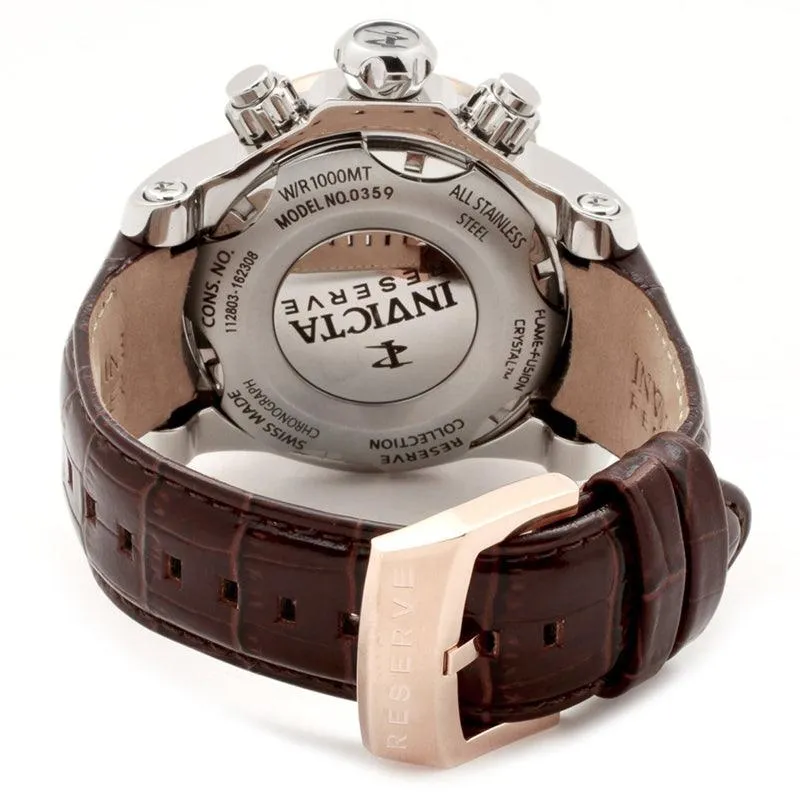 Invicta 0359 Men's Reserve Venom Brown Leather Strap Silver Dial Chronograph Watch