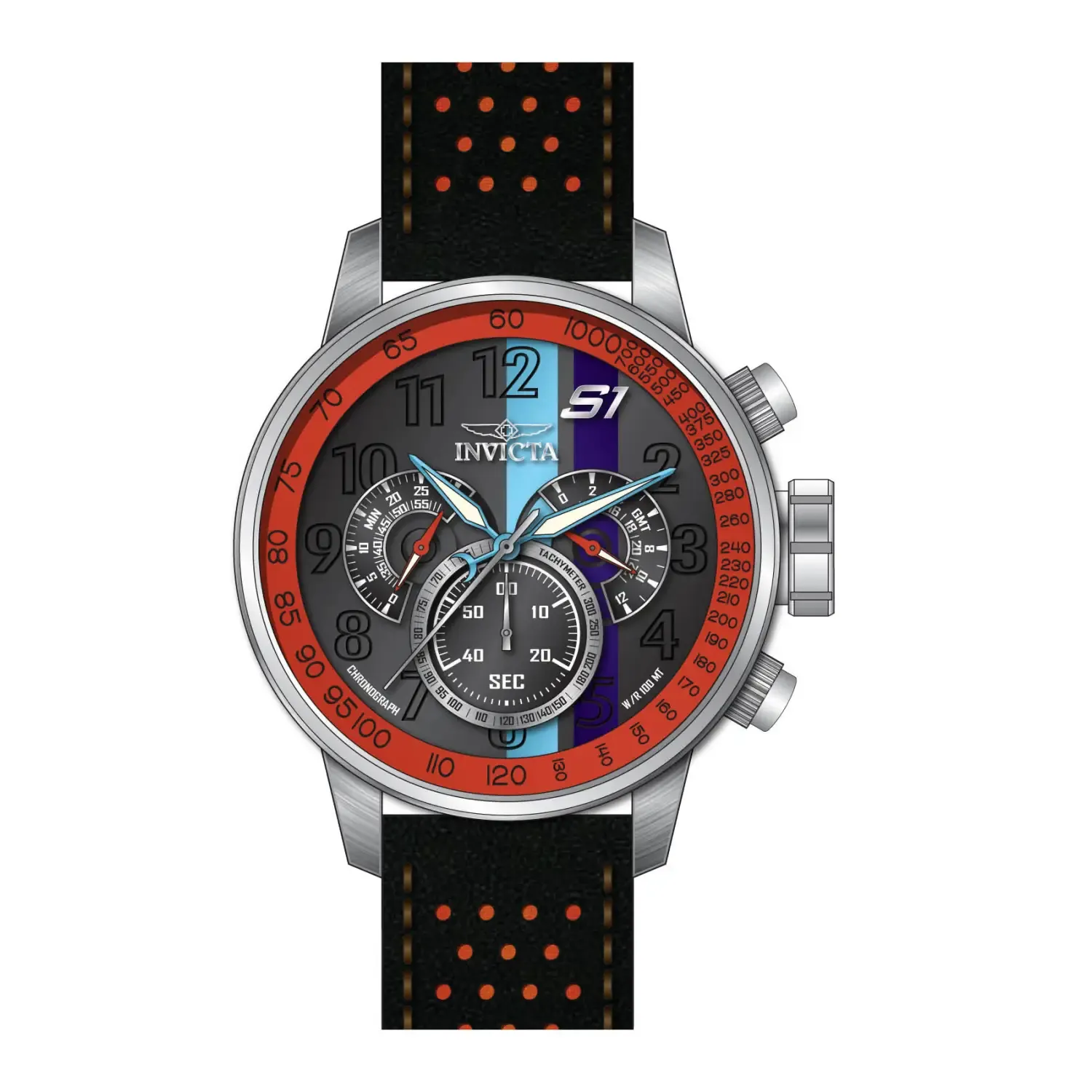 Invicta Men's 19897 S1 Rally Quartz Multifunction Black, Blue, Purple Dial Watch