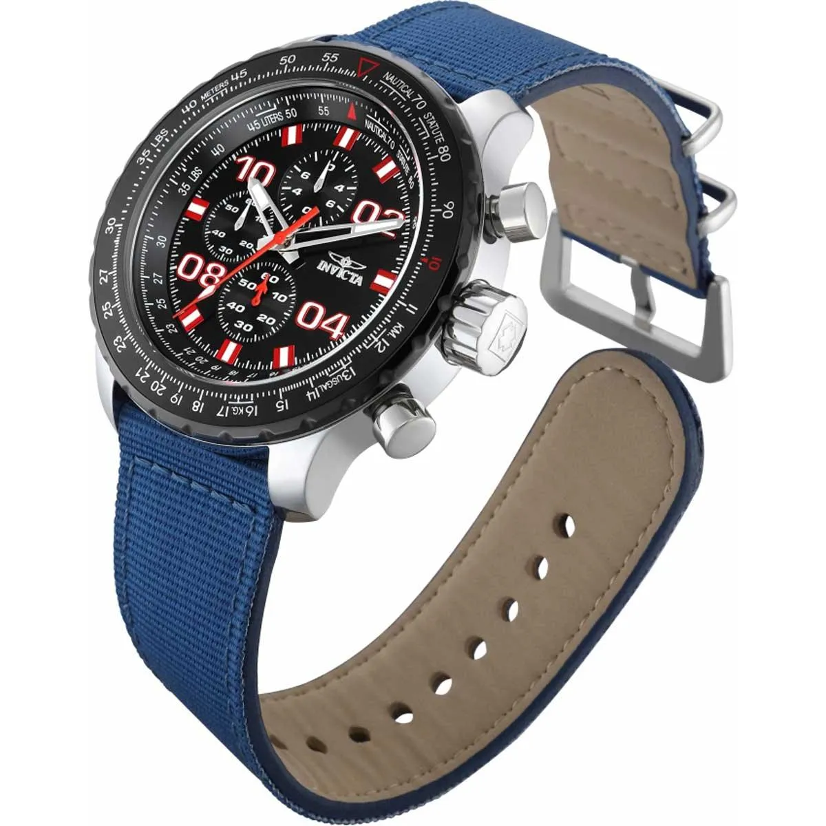 Invicta Men's Chronograph Watch - Aviator Quartz Black Dial Blue Nylon Strap | 34024