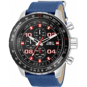 Invicta Men's Chronograph Watch - Aviator Quartz Black Dial Blue Nylon Strap | 34024