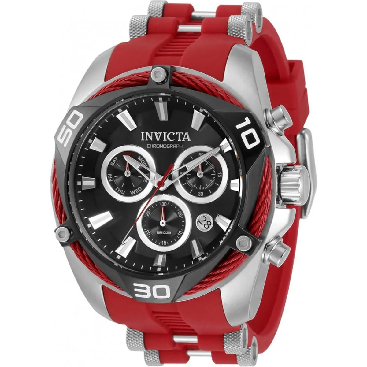 Invicta Men's Chronograph Watch - Bolt Black and Silver Dial Strap | 31310
