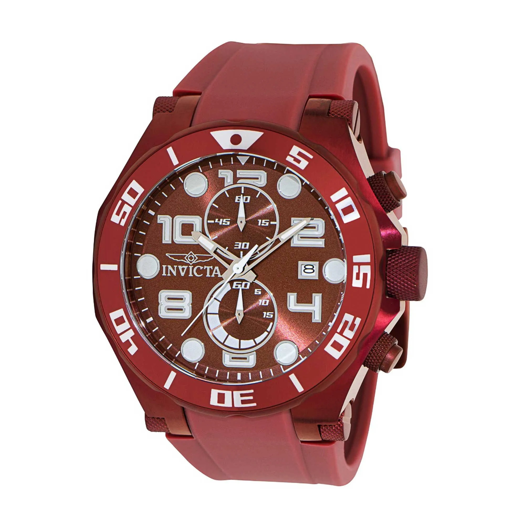 Invicta Men's Chronograph Watch - Pro Diver Burgundy Dial Silicone Strap | 40635
