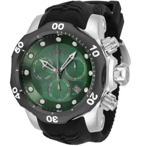 Invicta Men's Chronograph Watch - Venom Green MOP Dial Black Rubber Strap | 33306