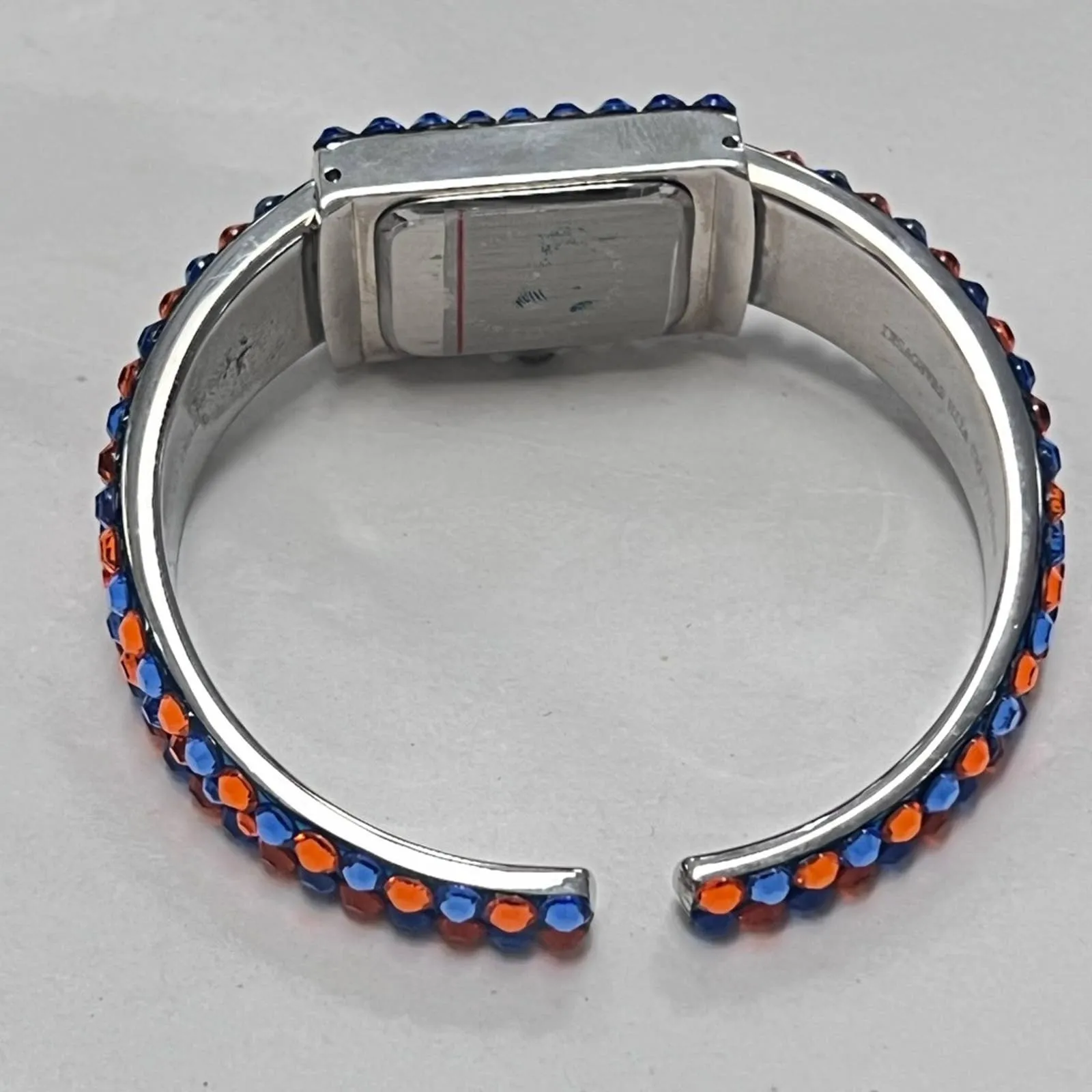 JC CRYSTAL Orange & Blue Crystal Cuff Watch