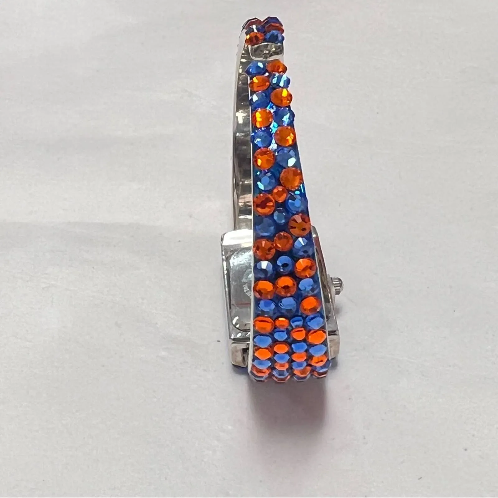 JC CRYSTAL Orange & Blue Crystal Cuff Watch