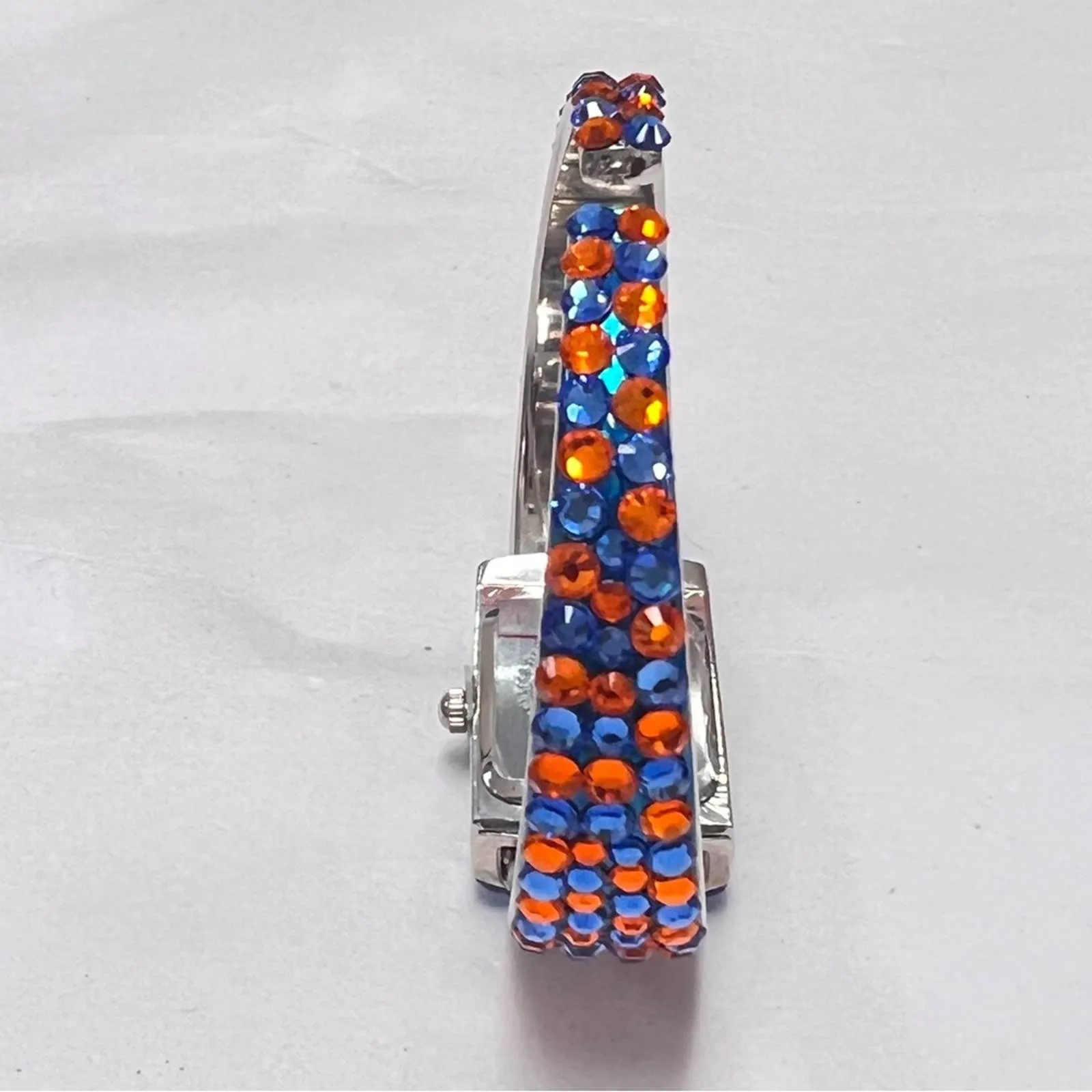 JC CRYSTAL Orange & Blue Crystal Cuff Watch