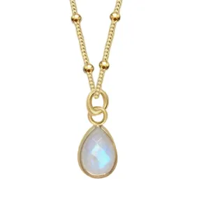 Laiha Bell Mini Droplet Gold Moonstone Necklace