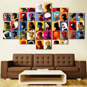Large Framed Comic Book Characters 5 Piece Canvas Print Wall Art Home Decor