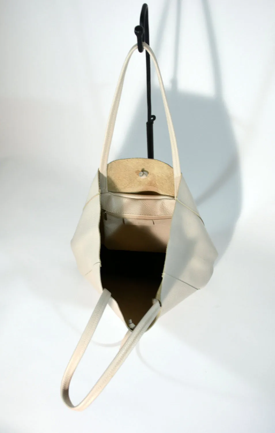 Leather Shopper Tote Bag-Burgundy