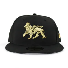 Lion Crest New Era 59Fifty Fitted Hat (Black Metallic Gold Gray Under Brim)