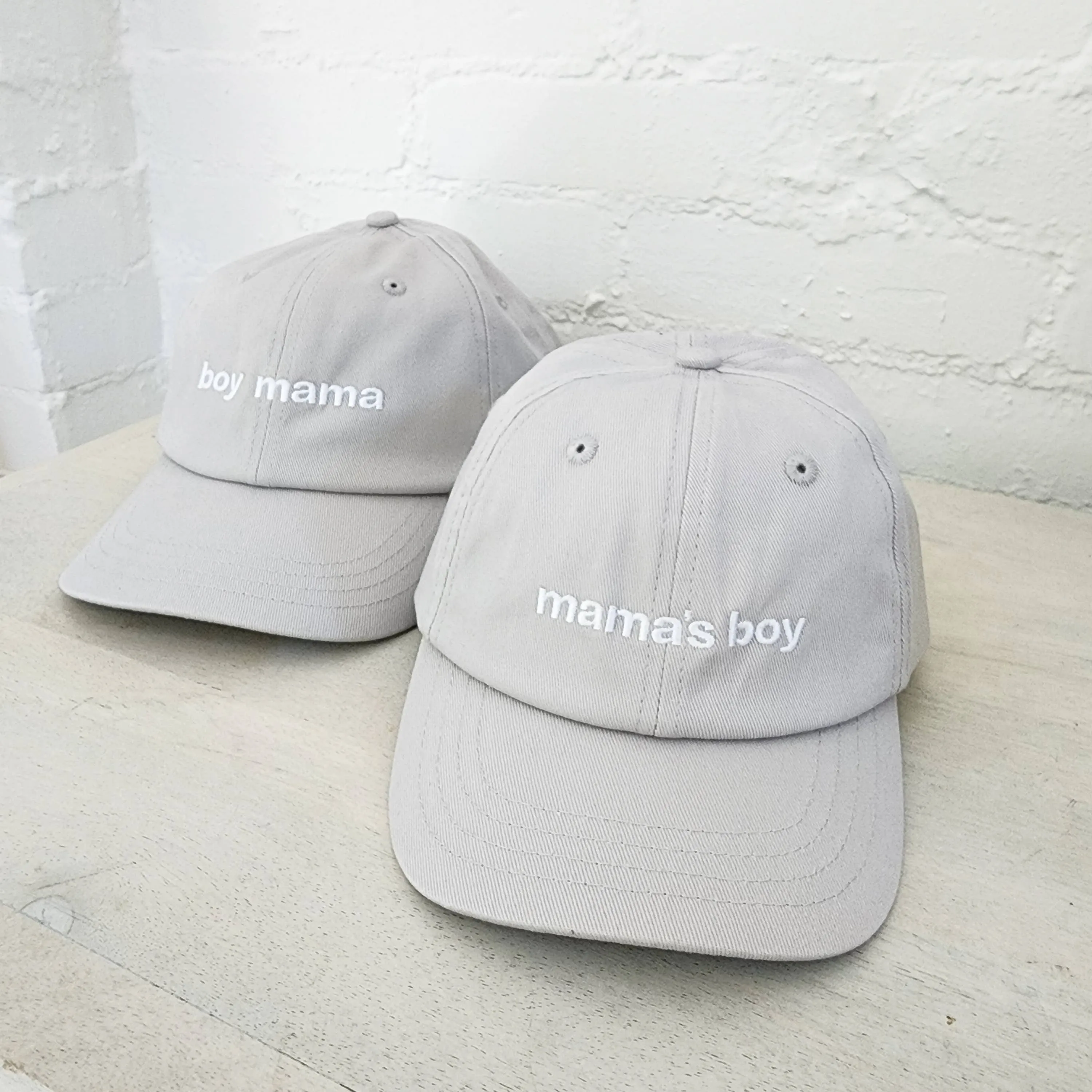 LĒ·LĀ·LŌ - Boy Mama Embroidery Dad Cap - Lt Gray