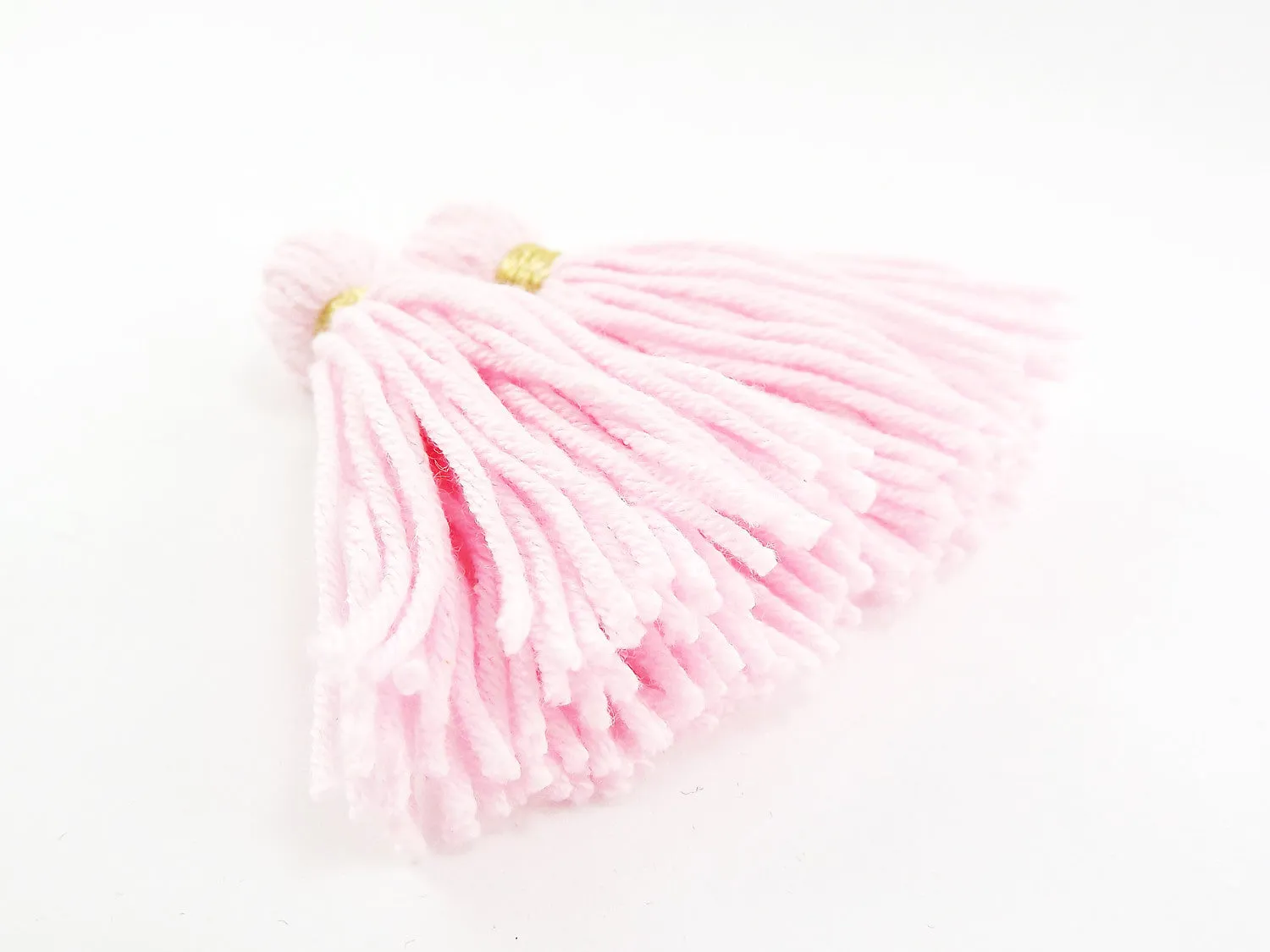 Long Baby Pink Handmade Wool Thread Tassels - 3 inches - 75mm - 2 pc