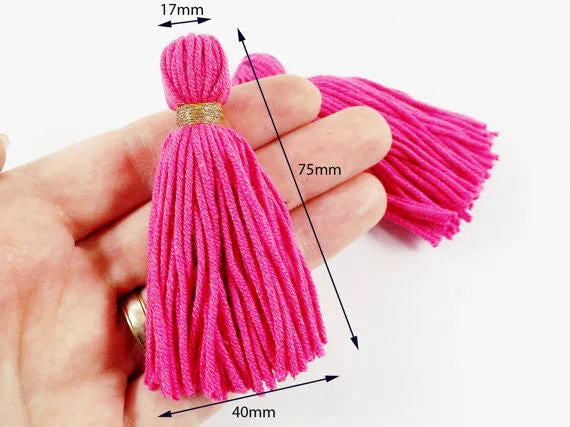 Long Pale Blue Handmade Wool Thread Tassels - 3 inches - 75mm - 2 pc