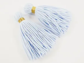 Long Pale Blue Handmade Wool Thread Tassels - 3 inches - 75mm - 2 pc