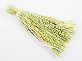 Long Spring Green Lemon Multi color Handmade Cotton Wool Thread Tassel - 4.5 inches - 115mm - 1pc