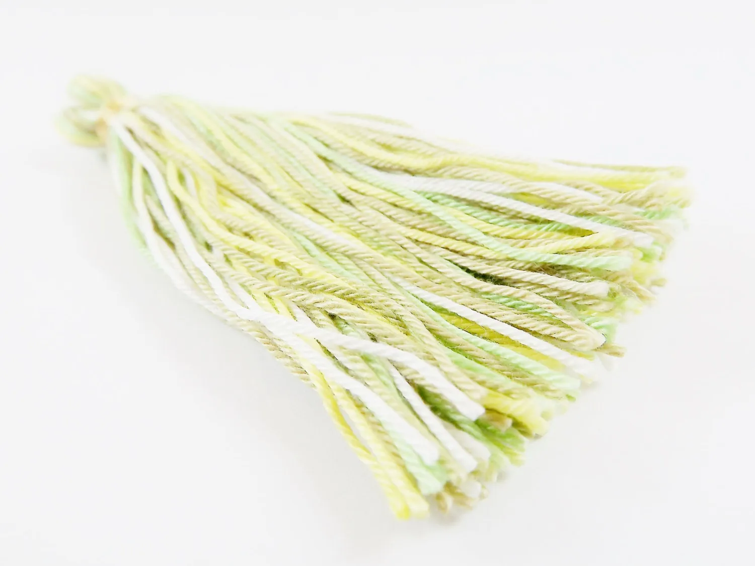Long Spring Green Lemon Multi color Handmade Cotton Wool Thread Tassel - 4.5 inches - 115mm - 1pc