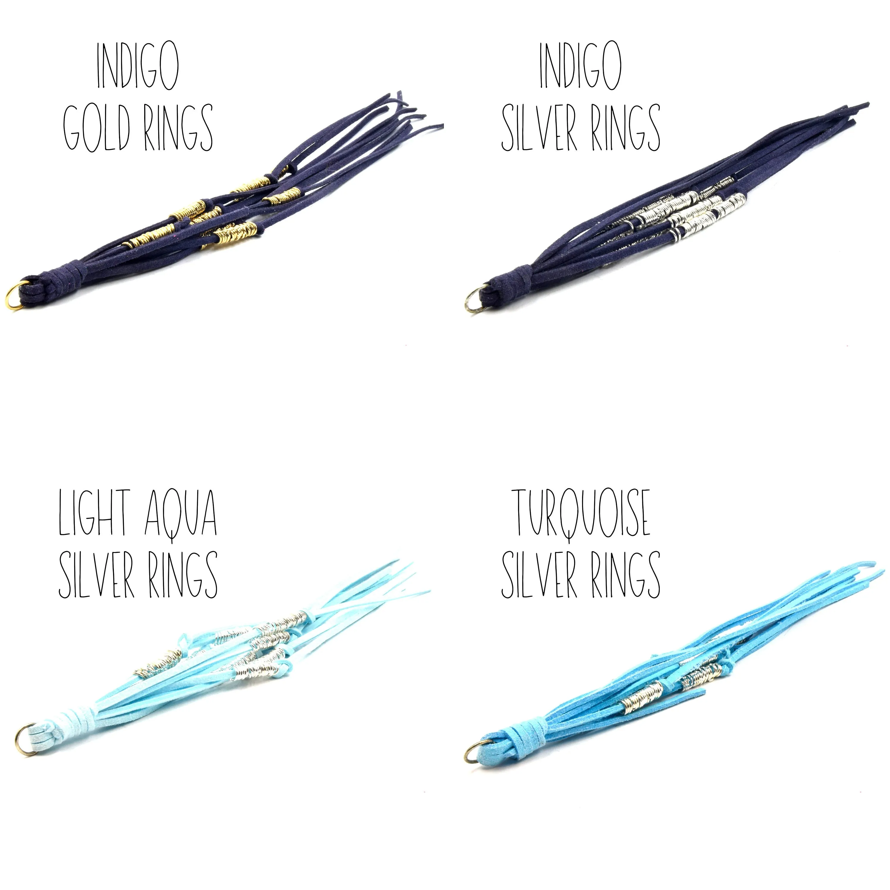 Long Tassel | 10 inch Faux Suede Leather Tassel Pendant with Stacked Rings | Tassels for Jewelry Making