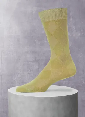 Mercerized Cotton Diamond Sock in Celedon