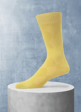 Mercerized Cotton Diamond Sock in Dirty Yellow