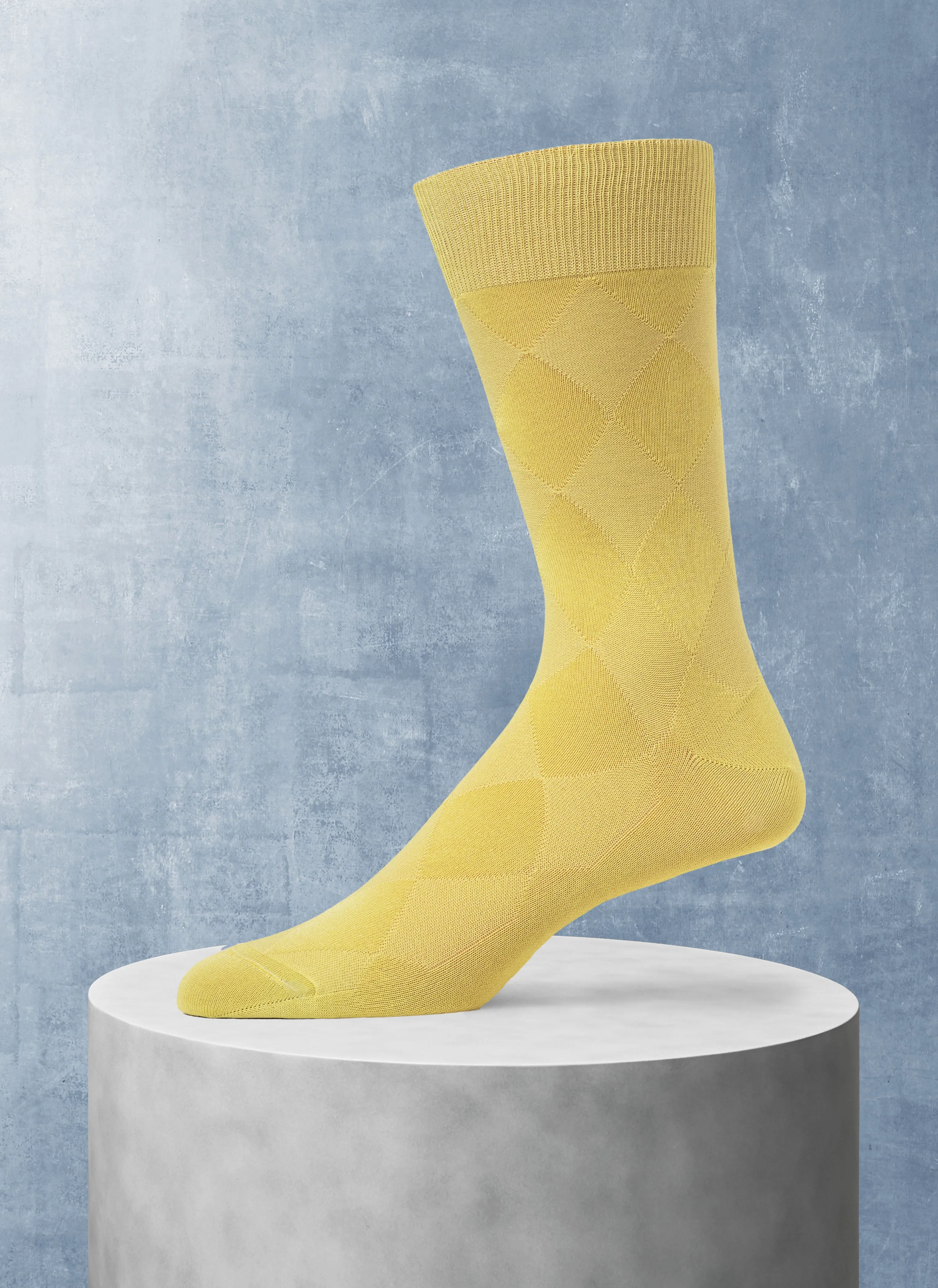 Mercerized Cotton Diamond Sock in Dirty Yellow