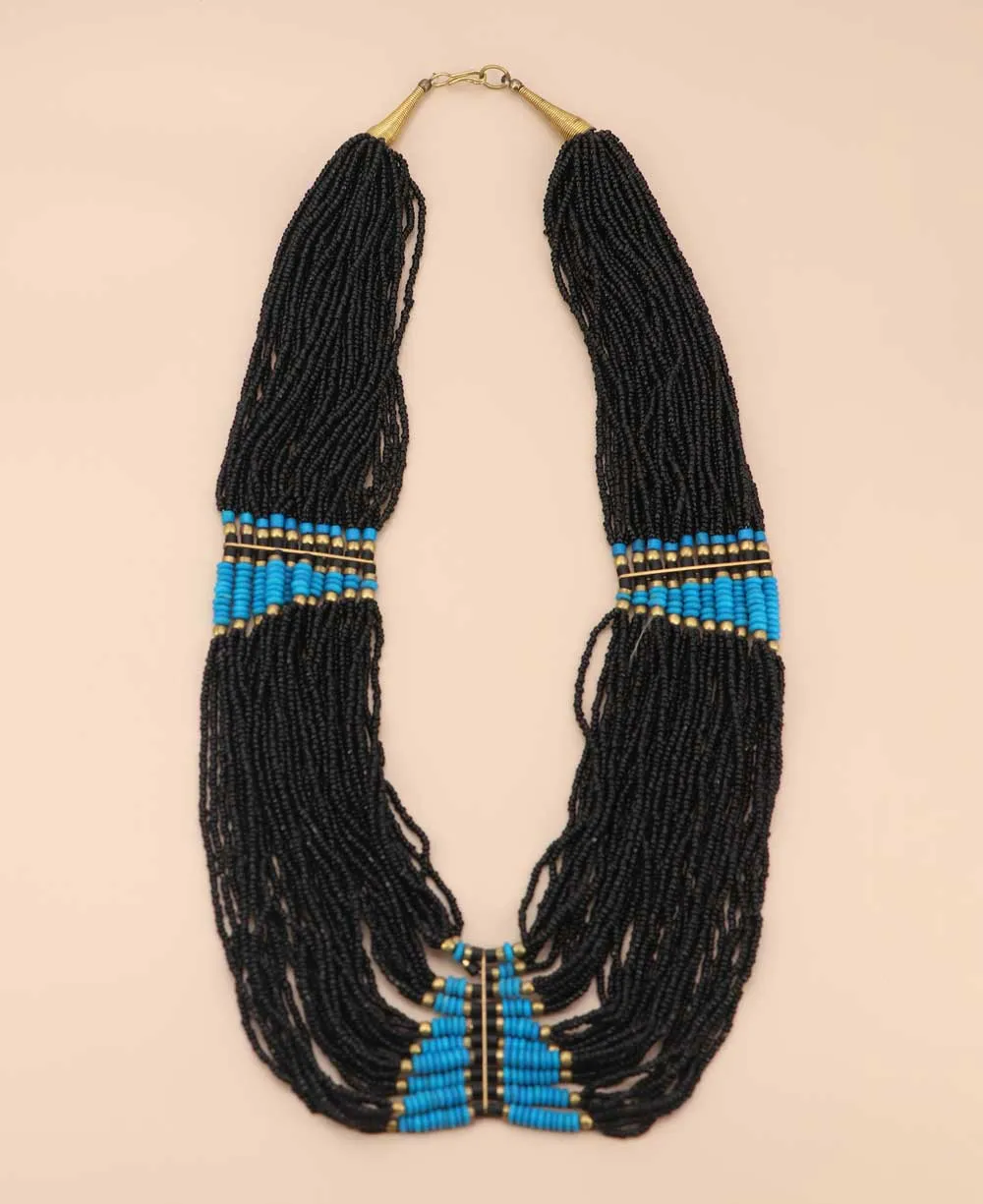 Multi Strand Design Beads Statement Necklace