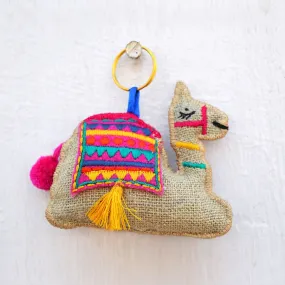 Multicolor camel key ring, tassel, handmade, boho bag charm, bohemian, moroccan size 4&quot; or 10 cms