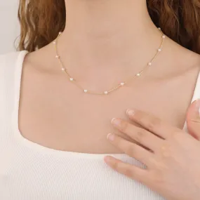 N009 satellite dainty gold Pearl Choker necklace