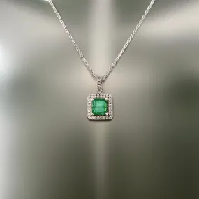 Natural Emerald Diamond Necklace 18" 14k WG 2.05 TCW Certified $4,950 309025