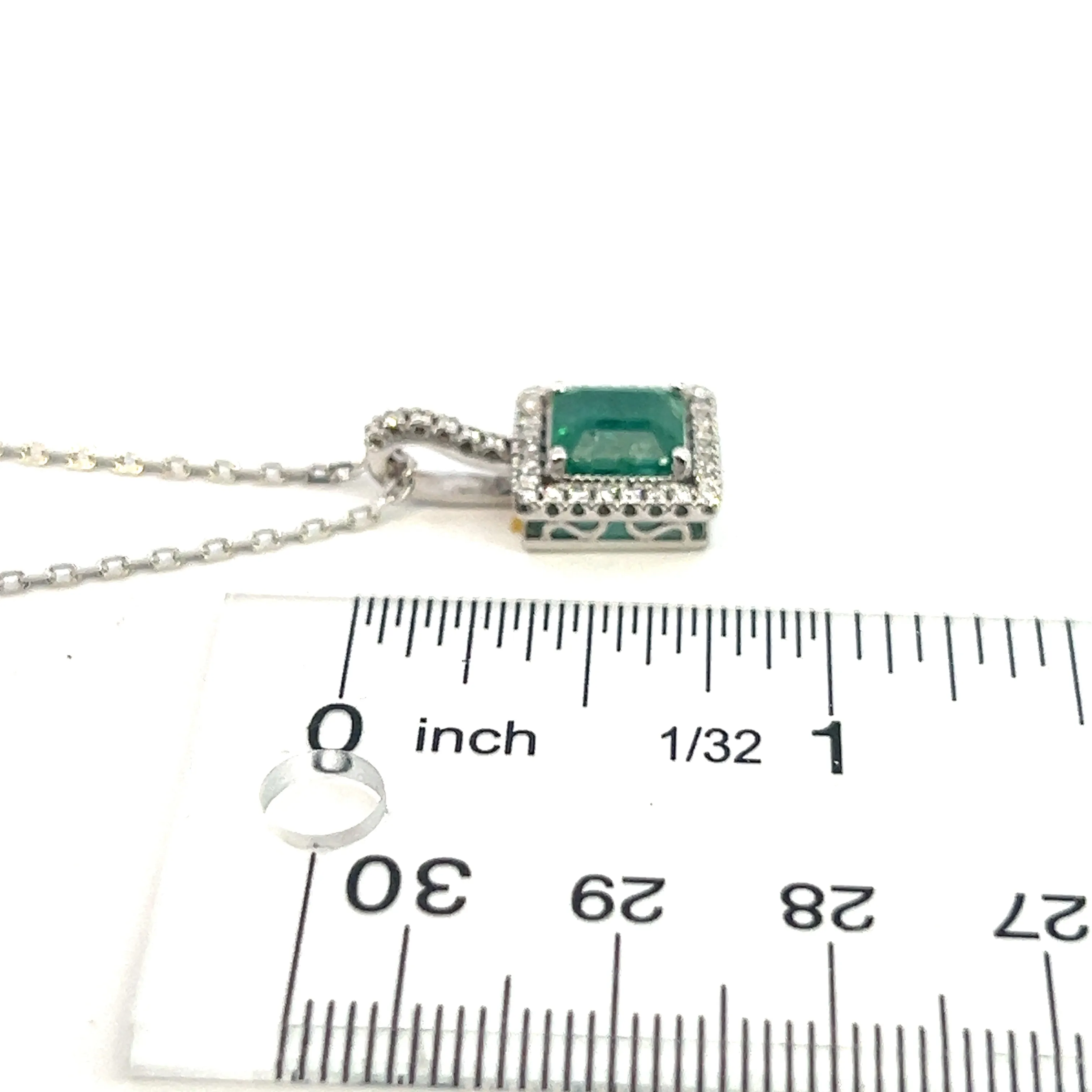 Natural Emerald Diamond Necklace 18" 14k WG 2.05 TCW Certified $4,950 309025