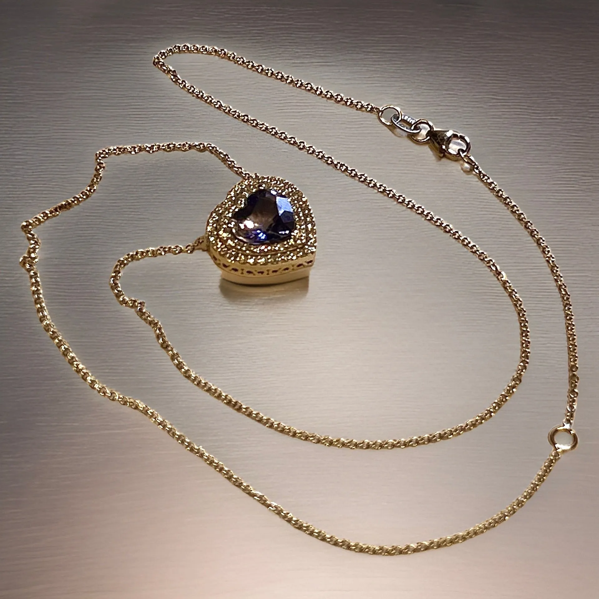 Natural Heart Sapphire Diamond Pendant 18" 14k W Gold 4.13 TCW Certified $5,950 310656