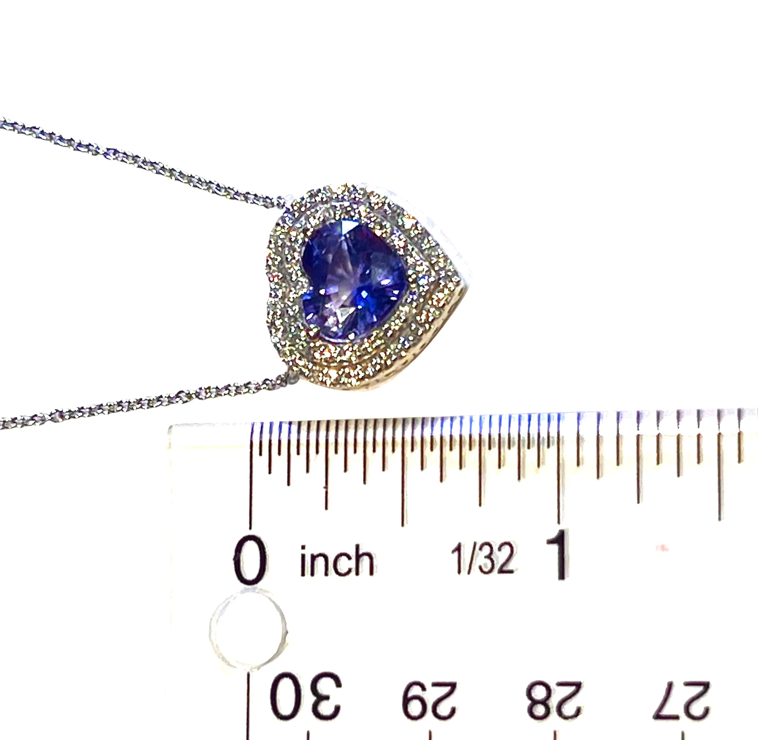 Natural Heart Sapphire Diamond Pendant 18" 14k W Gold 4.13 TCW Certified $5,950 310656