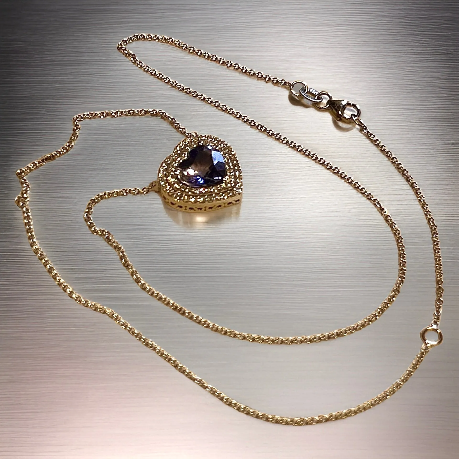 Natural Heart Sapphire Diamond Pendant 18" 14k W Gold 4.13 TCW Certified $5,950 310656