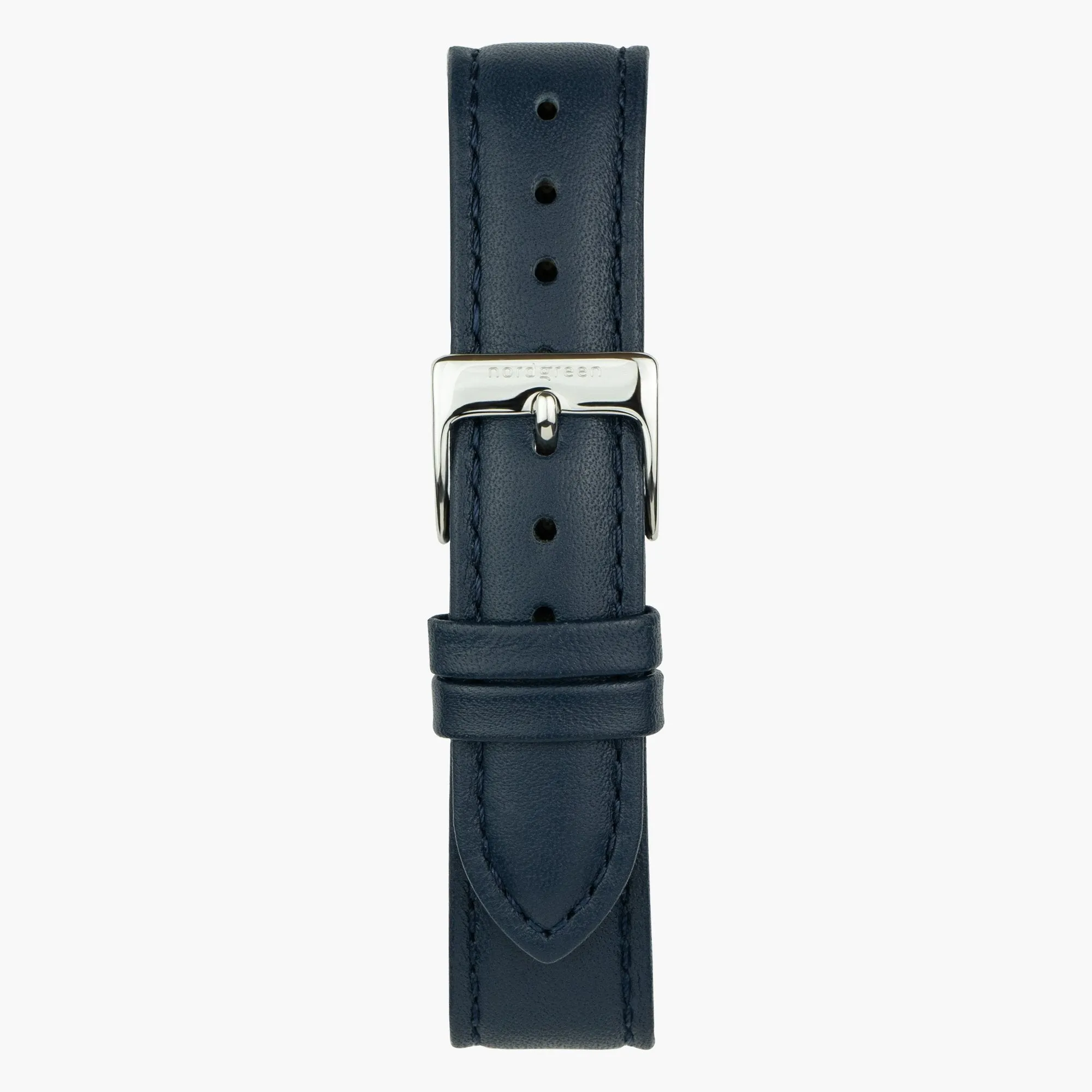 Navy Blue Leather Watch Strap - Silver - 40mm/42mm