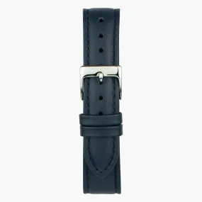 Navy Blue Leather Watch Strap - Silver - 40mm/42mm